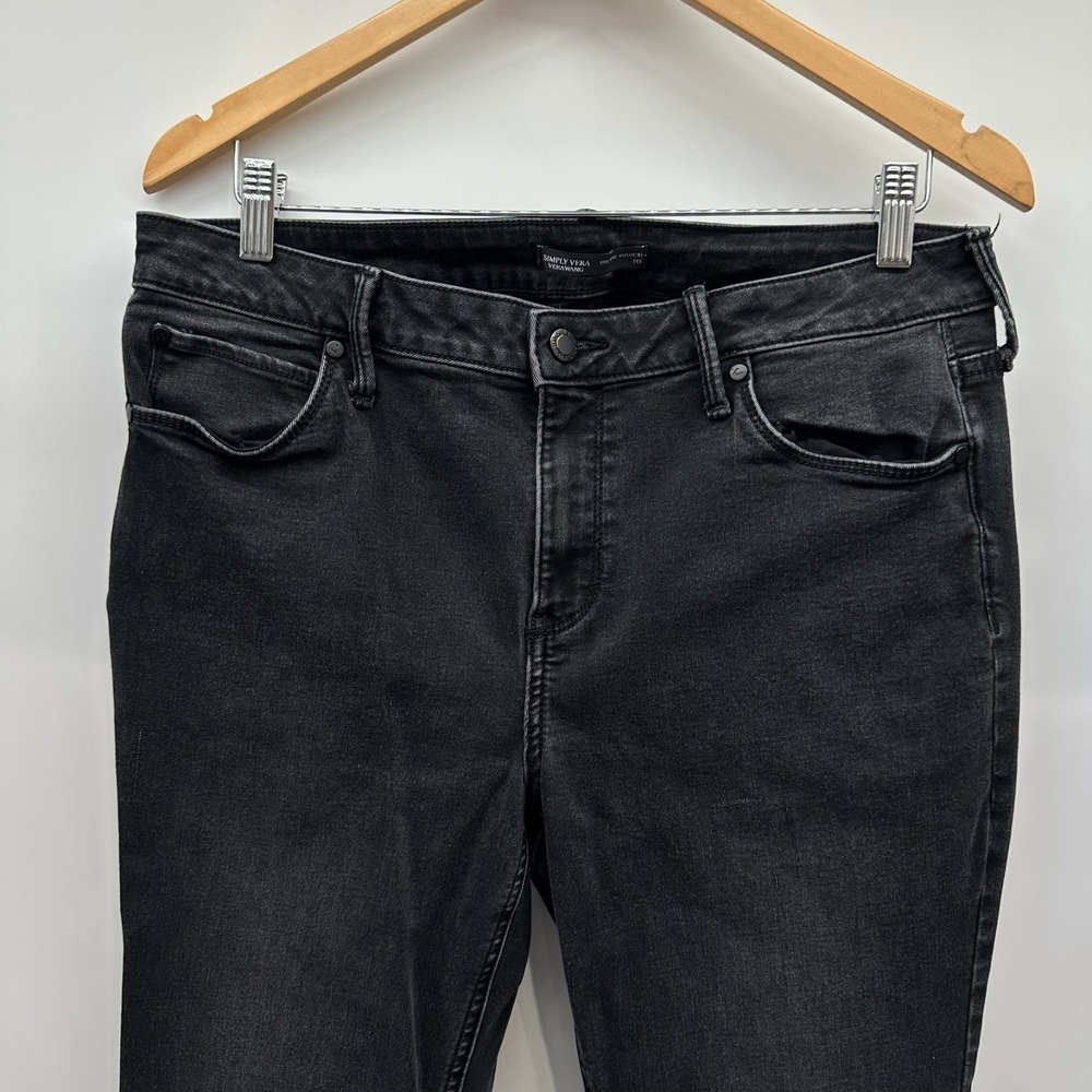 Simply Vera Vera Wang Jeans Womens 14S Black Denim Mid-Rise Bootcut Stretch